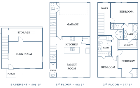 Floor plan for 3 beds, 2.5 baths, 2114 sqft